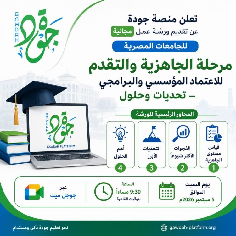 قبل التقدم للاعتماد.. منصة جودة تكشف خريطة الجاهزية والفجوات والتحديات في ورشة مجانية