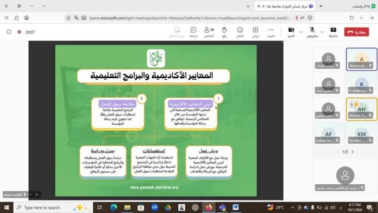 جامعة قنا تدعم جاهزية فرق الجودة بتدريب على معيار «المعايير الأكاديمية»