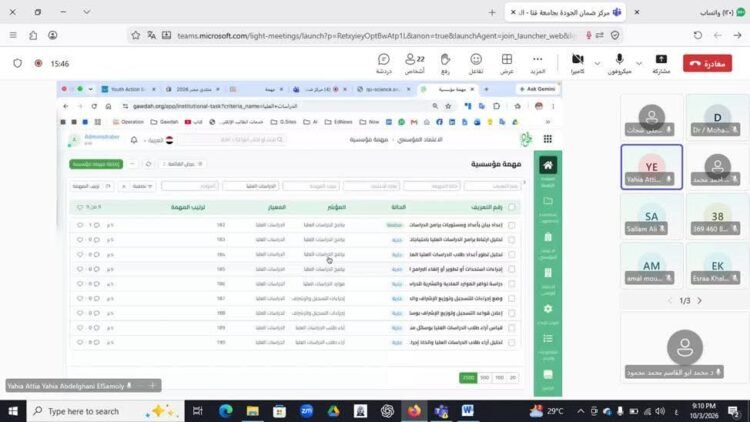 جامعة قنا تدعم جاهزية فرق الجودة بتدريب على معيار «الدراسات العليا»